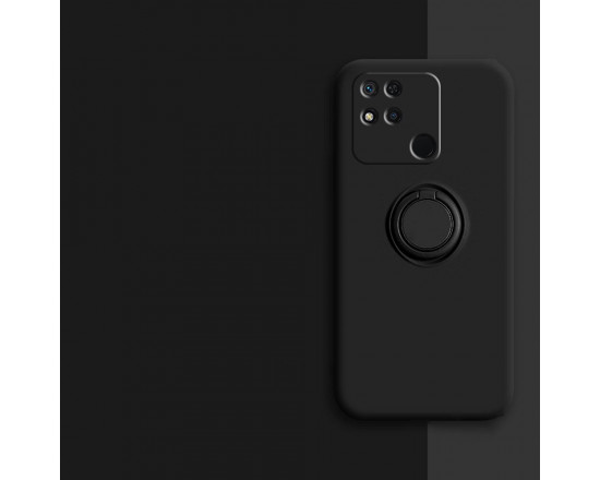 Силіконовий чохол Soft Touch з кільцем-тримачем для Xiaomi Redmi 9c Чорний