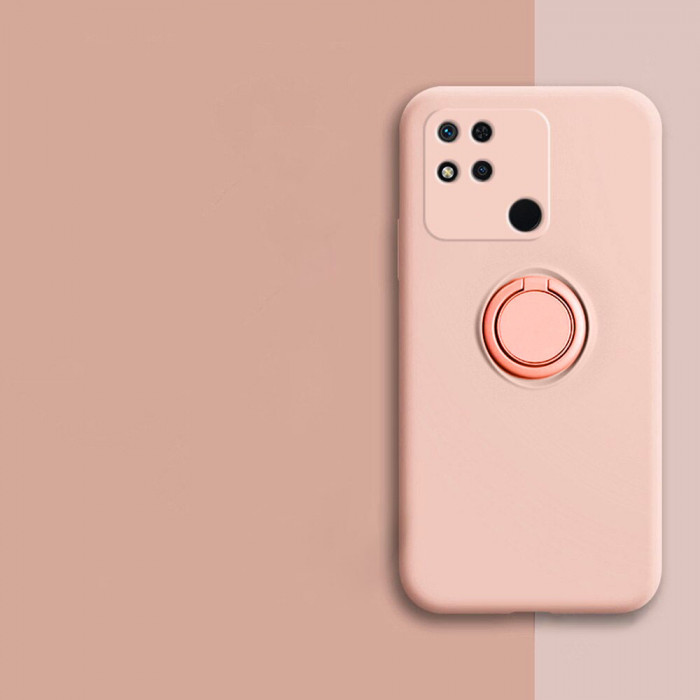 Силиконовый чехол Soft Touch с кольцом-держателем для Xiaomi Redmi 9c Розовый