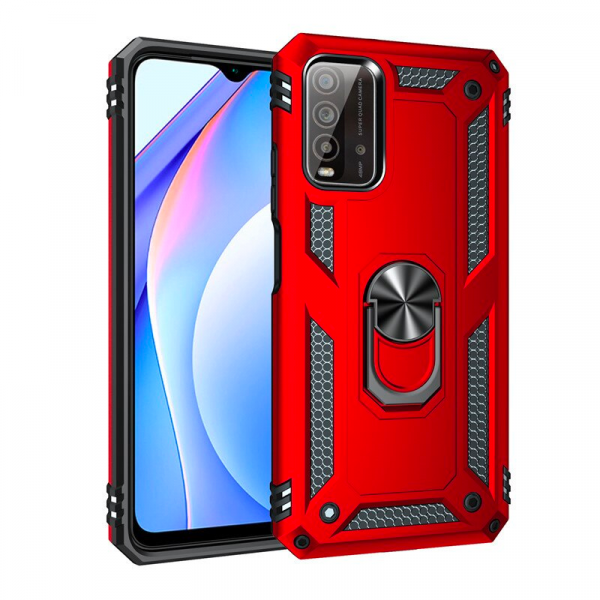 Ультратонкий противоударный чехол для Xiaomi Redmi 9T с кольцом-держателем Красный