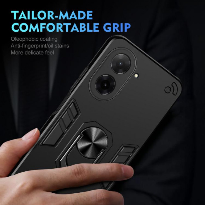 Ультратонкий противоударный чехол для Xiaomi Redmi A5 171mm с кольцом-держателем Чёрный