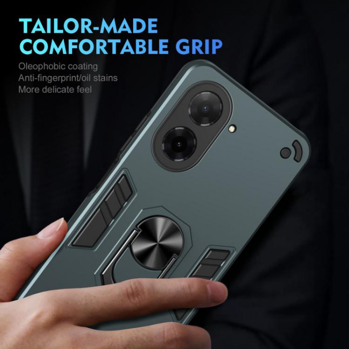 Ультратонкий противоударный чехол для Xiaomi Redmi A5 171mm с кольцом-держателем Зеленый