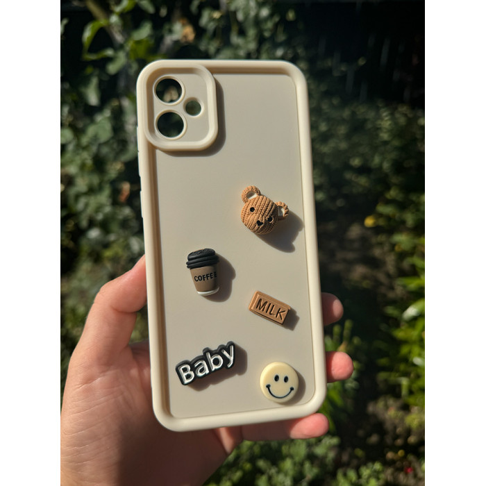 Силиконовый чехол Кофе и медведь для Samsung Galaxy A05 Молочный