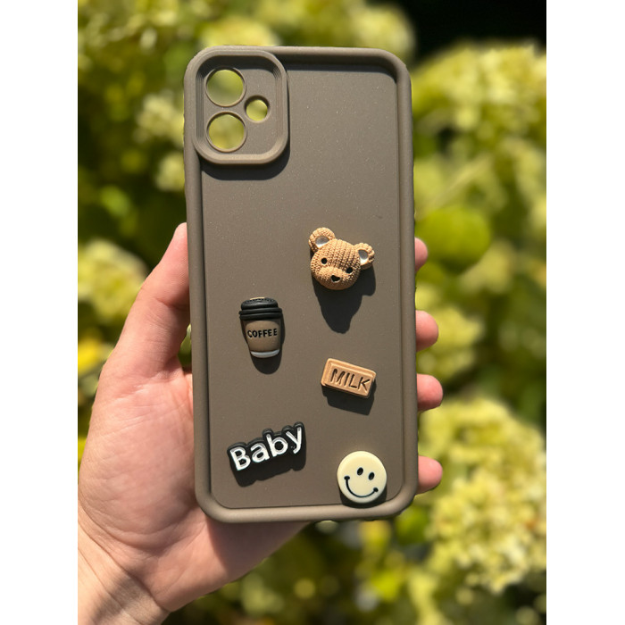 Силиконовый чехол Кофе и медведь для Samsung Galaxy A05 Коричневый