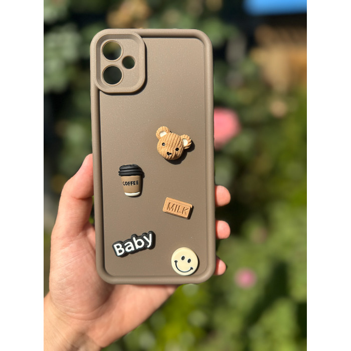 Силиконовый чехол Кофе и медведь для Samsung Galaxy A05 Коричневый