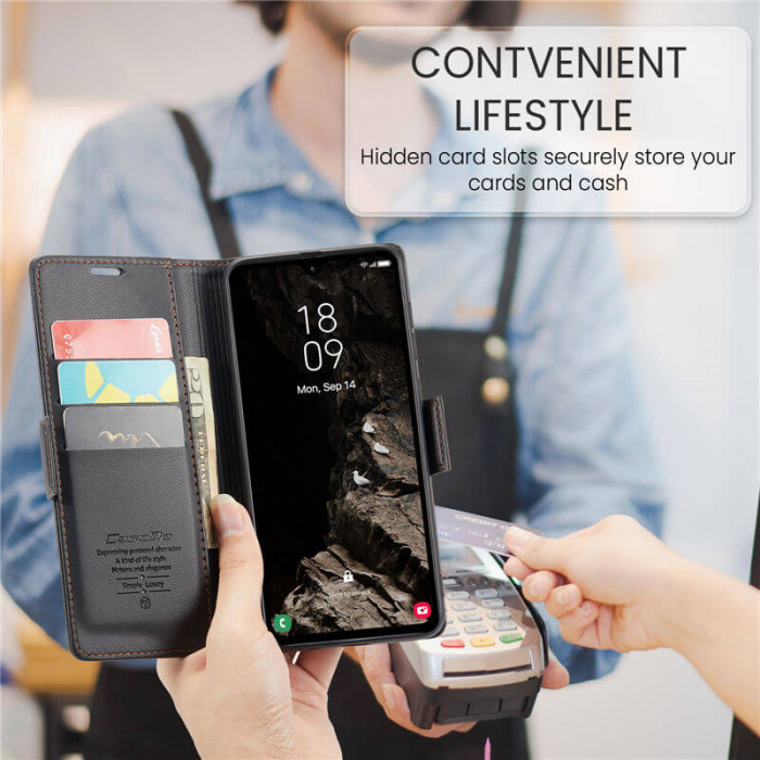 Чехол-книжка CaseMe из нубука для Samsung A05s Чёрный