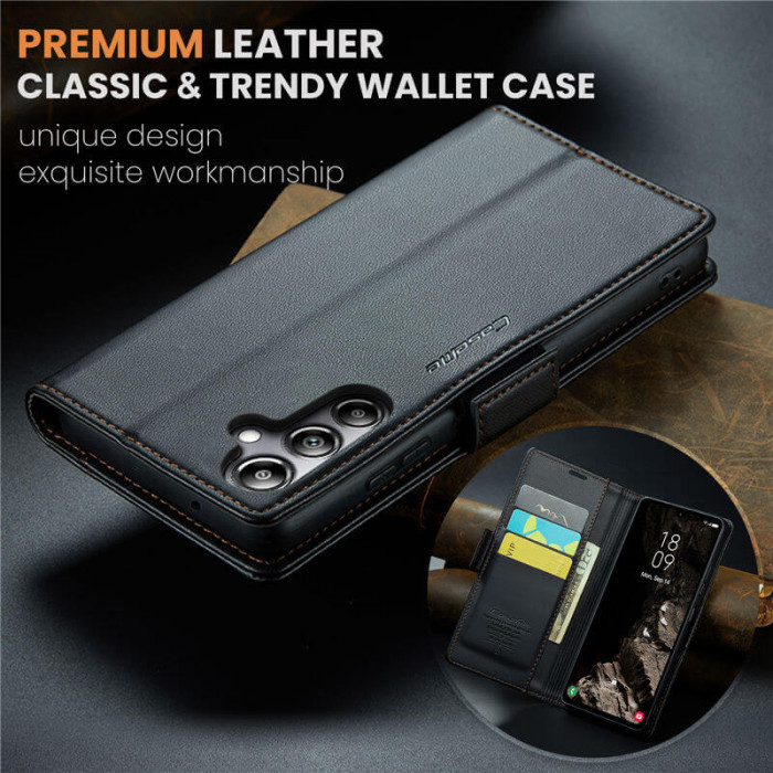 Чехол-книжка CaseMe из нубука для Samsung A05s Чёрный