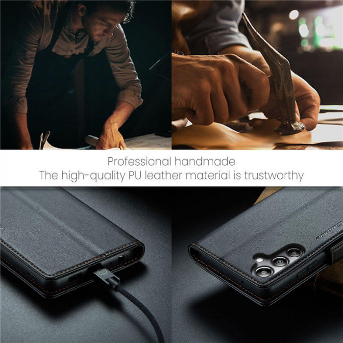 Чехол-книжка CaseMe из нубука для Samsung A05s Чёрный