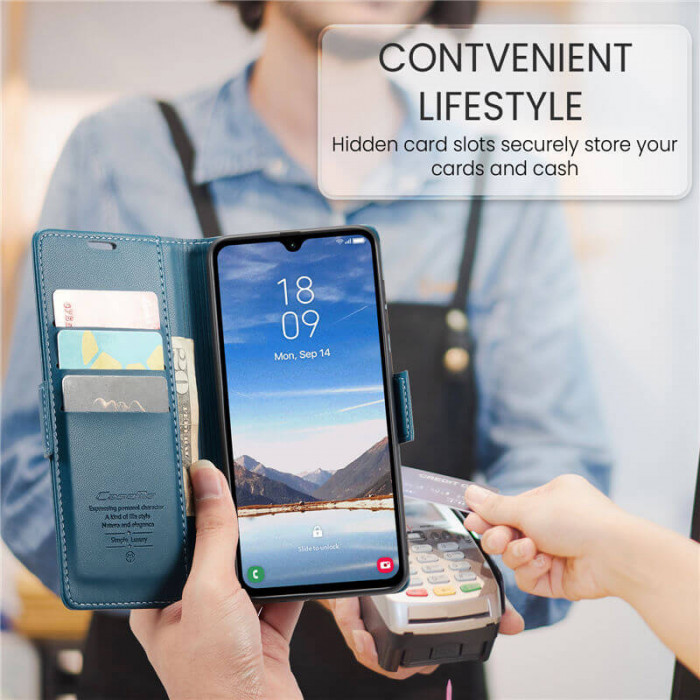 Чехол-книжка CaseMe из нубука для Samsung A05s Бирюзовый