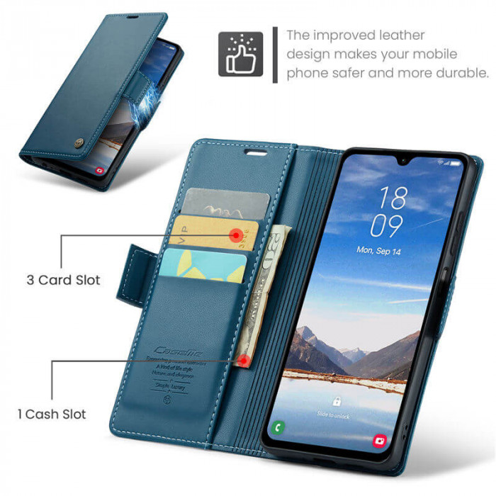 Чехол-книжка CaseMe из нубука для Samsung A05s Бирюзовый