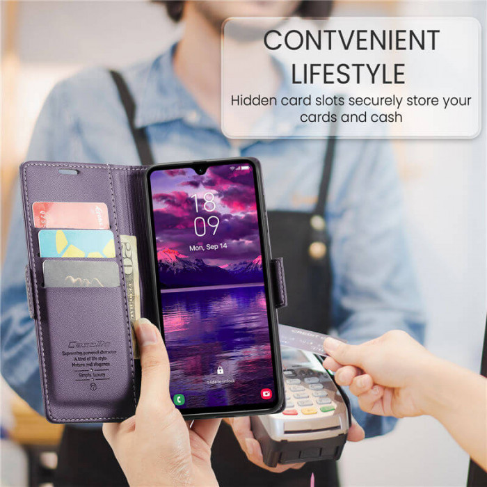 Чехол-книжка CaseMe из нубука для Samsung A05s Фиолетовый