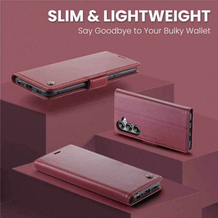 Чехол-книжка CaseMe из нубука для Samsung A05s Бордовый