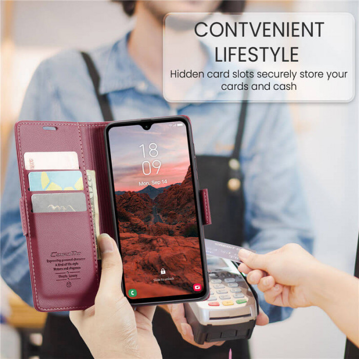 Чехол-книжка CaseMe из нубука для Samsung A05s Бордовый