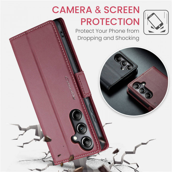 Чехол-книжка CaseMe из нубука для Samsung A05s Бордовый