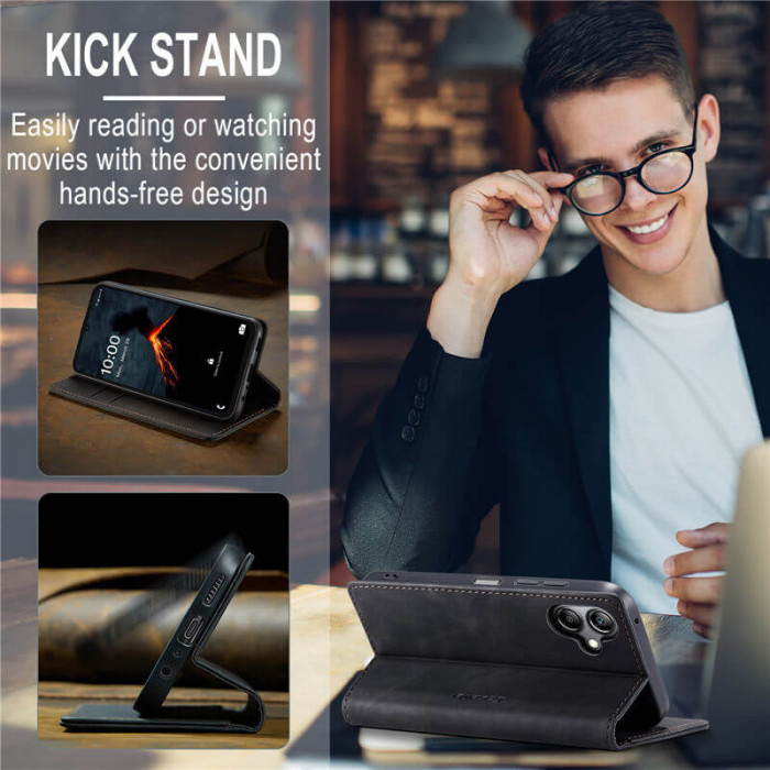 Чехол-книжка CaseMe из нубука для Samsung A07 Чёрный