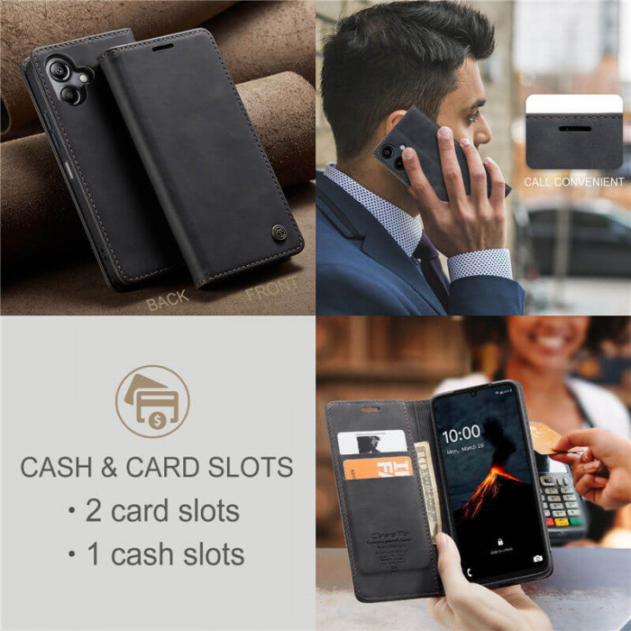 Чехол-книжка CaseMe из нубука для Samsung A07 Чёрный