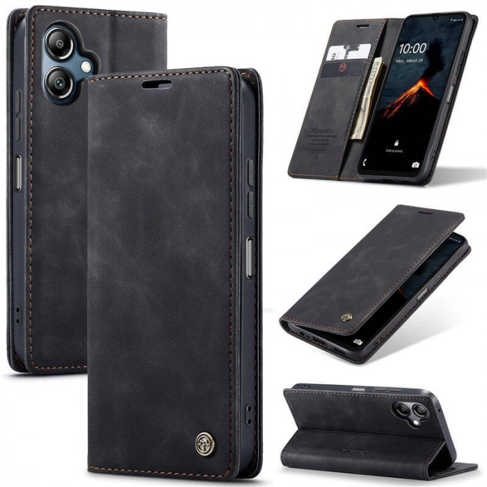 Чехол-книжка CaseMe из нубука для Samsung A07 Чёрный