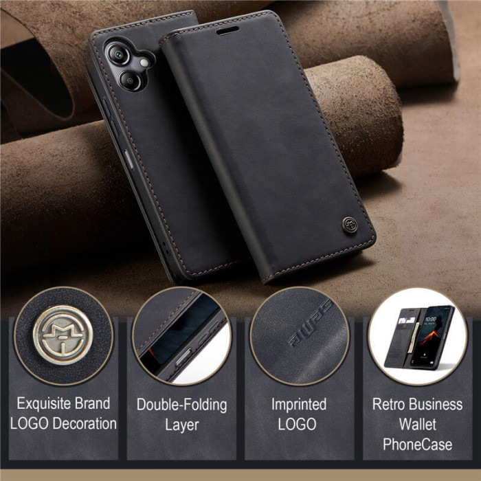 Чехол-книжка CaseMe из нубука для Samsung A07 Чёрный