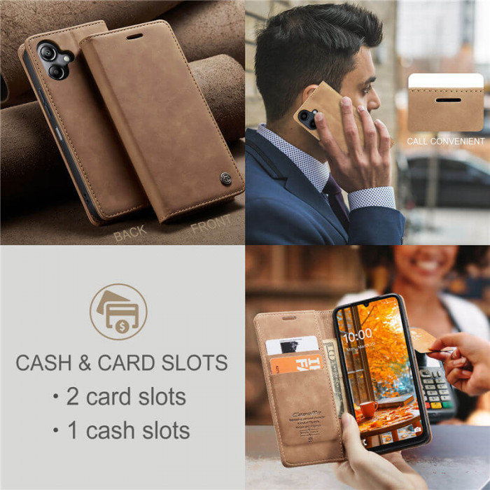 Чохол-книжка CaseMe із нубуку для Samsung A06 Світло-коричневий