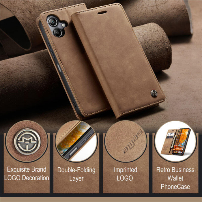 Чохол-книжка CaseMe із нубуку для Samsung A06 Світло-коричневий