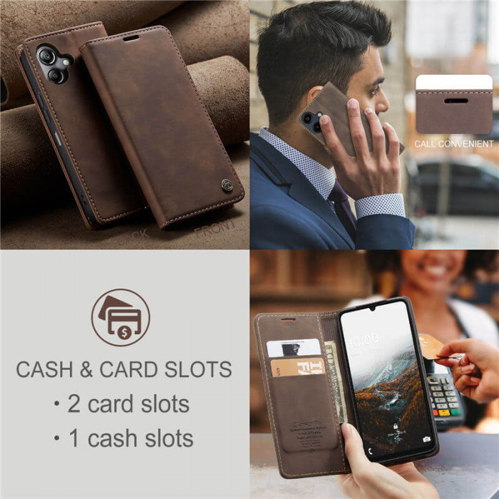 Чохол-книжка CaseMe із нубуку для Samsung A06 Темно-коричневий