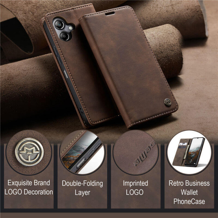 Чохол-книжка CaseMe із нубуку для Samsung A06 Темно-коричневий