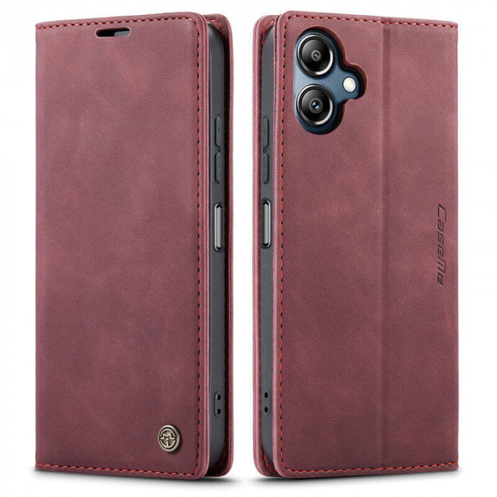 Чехол-книжка CaseMe из нубука для Samsung A07 Бордовый