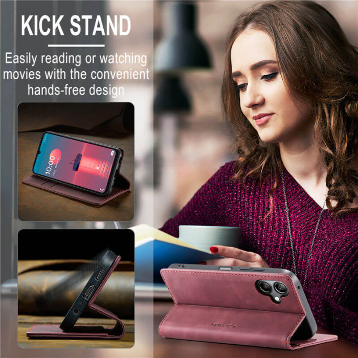 Чехол-книжка CaseMe из нубука для Samsung A07 Бордовый