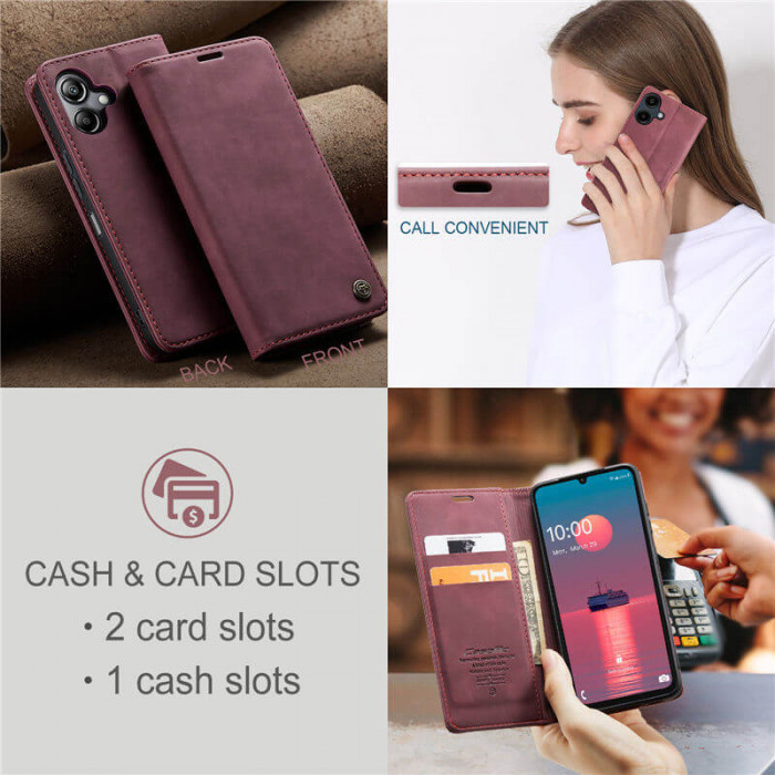 Чехол-книжка CaseMe из нубука для Samsung A07 Бордовый
