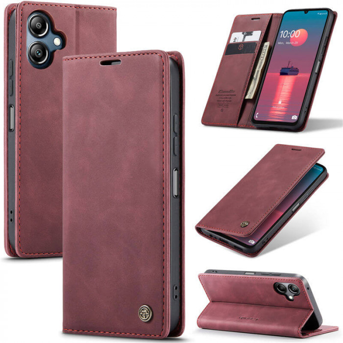 Чехол-книжка CaseMe из нубука для Samsung A07 Бордовый
