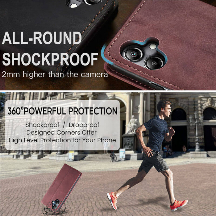 Чехол-книжка CaseMe из нубука для Samsung A07 Бордовый