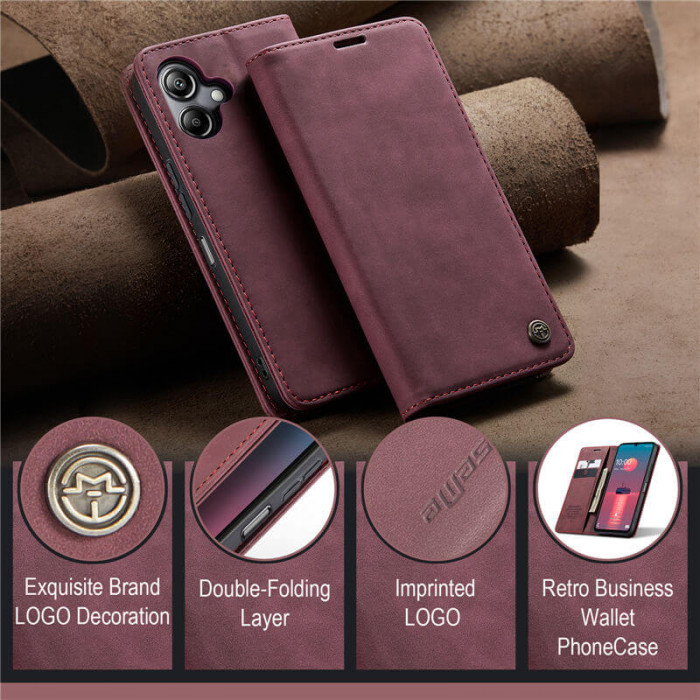 Чехол-книжка CaseMe из нубука для Samsung A07 Бордовый