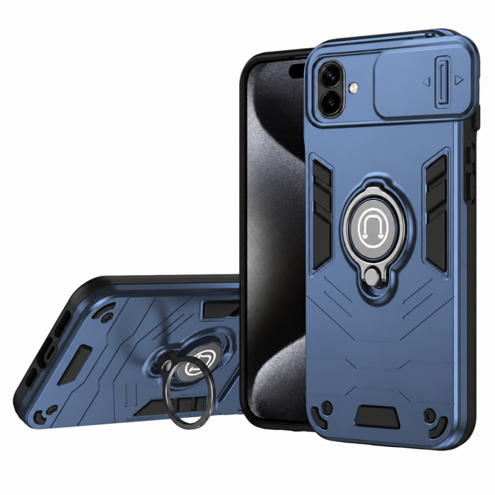 Противоударный чехол Camshield для Samsung Galaxy A07 с кольцом-держателем Синий