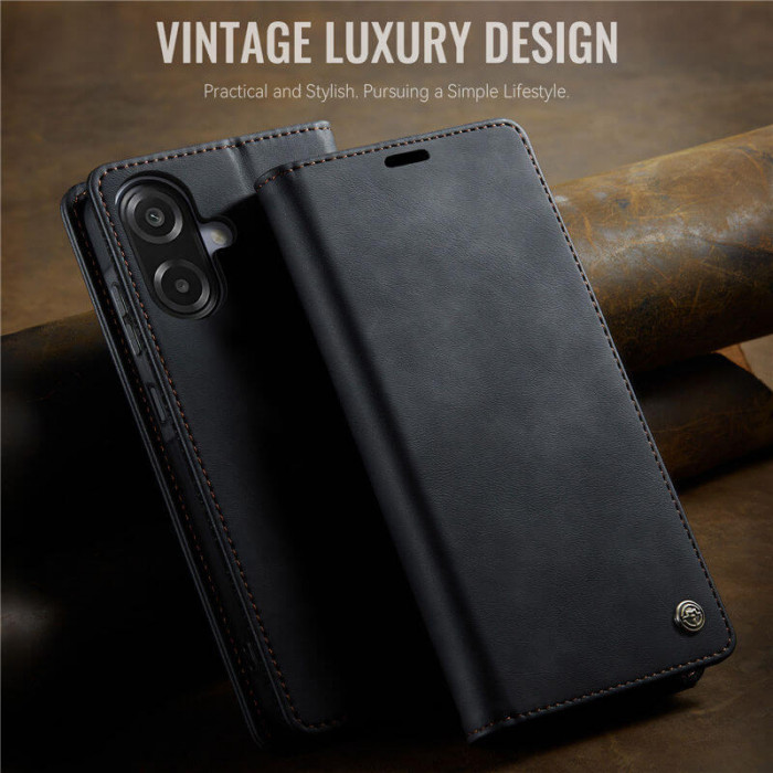 Чехол-книжка CaseMe RFID из нубука для Samsung Galaxy A07 Черный