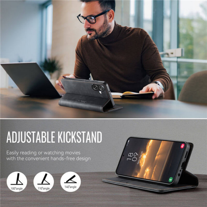 Чехол-книжка CaseMe RFID из нубука для Samsung Galaxy A07 Черный