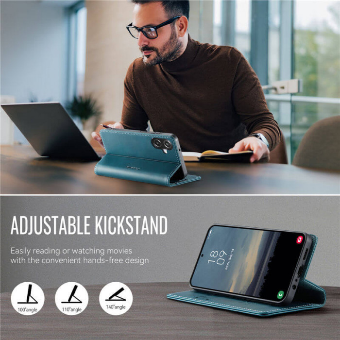 Чехол-книжка CaseMe RFID из нубука для Samsung Galaxy A07 Бирюзовый