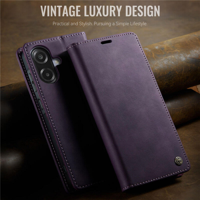 Чехол-книжка CaseMe RFID из нубука для Samsung Galaxy A07 Фиолетовый