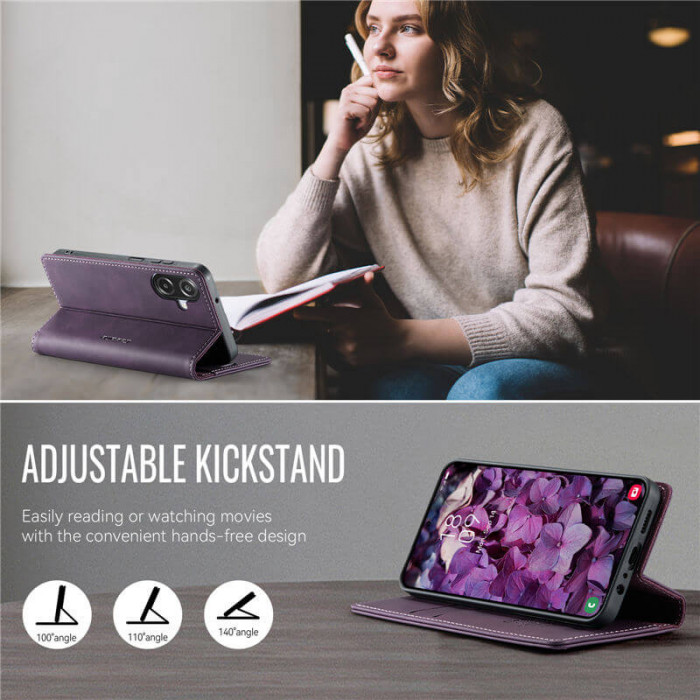 Чехол-книжка CaseMe RFID из нубука для Samsung Galaxy A07 Фиолетовый