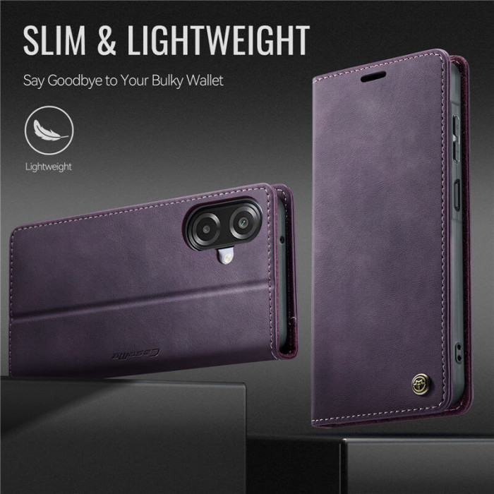 Чехол-книжка CaseMe RFID из нубука для Samsung Galaxy A07 Фиолетовый