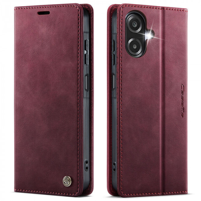 Чехол-книжка CaseMe RFID из нубука для Samsung Galaxy A06 Бордовый