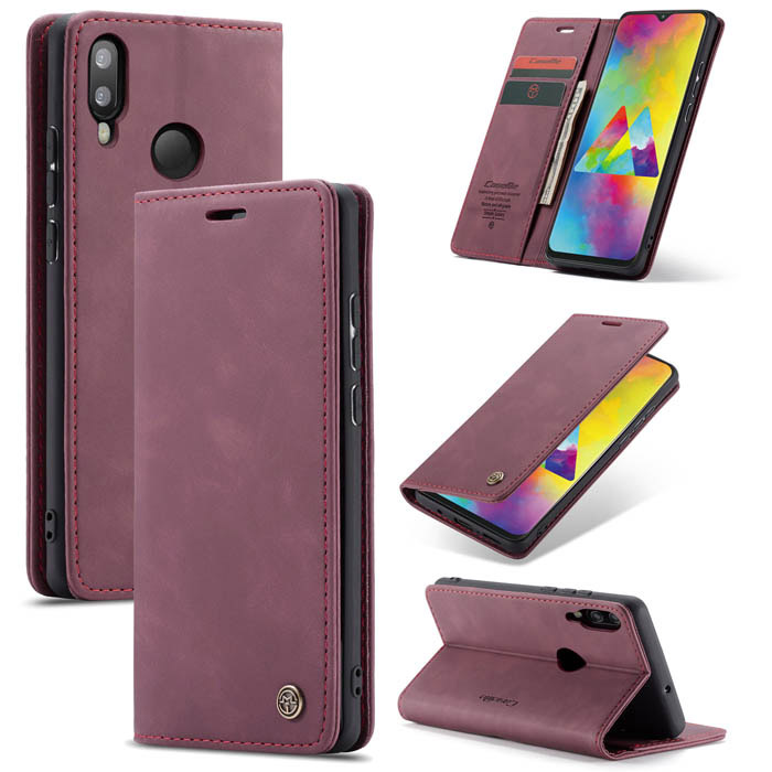 Чехол-книжка CaseMe из нубука для Samsung A10s Бордовый