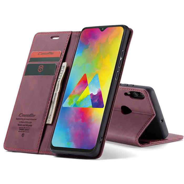 Чехол-книжка CaseMe из нубука для Samsung A10s Бордовый