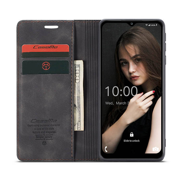 Чехол-книжка CaseMe из нубука для Samsung A12/M12 Чёрный