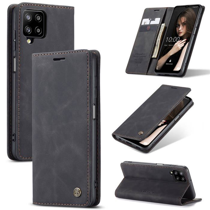 Чехол-книжка CaseMe из нубука для Samsung A12/M12 Чёрный