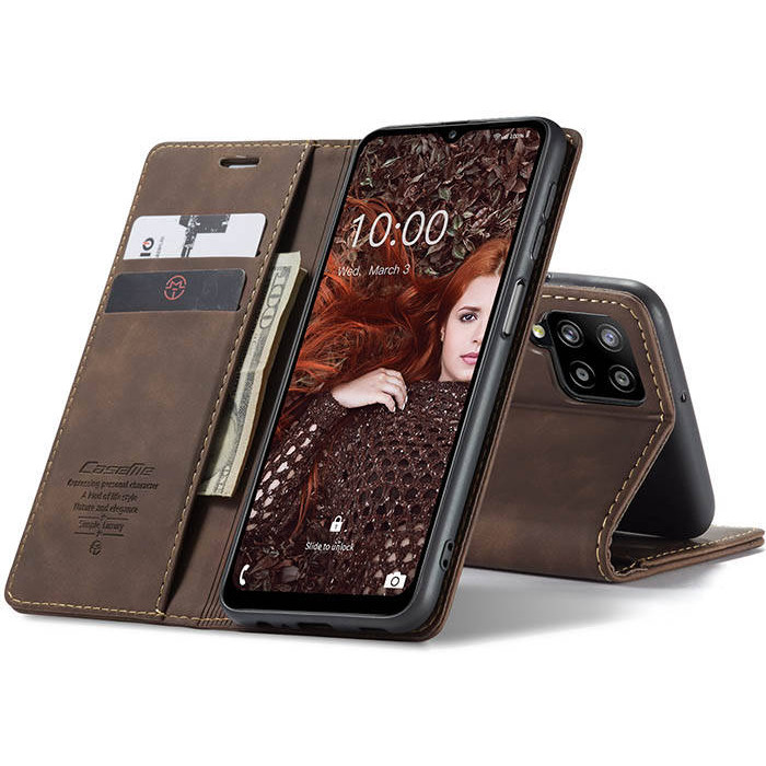 Чехол-книжка CaseMe из нубука для Samsung A12/M12 Тёмно-коричневый