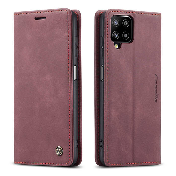 Чехол-книжка CaseMe из нубука для Samsung A12/M12 Бордовый