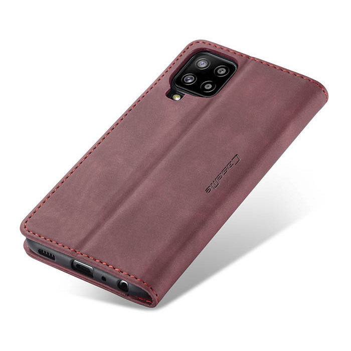 Чехол-книжка CaseMe из нубука для Samsung A12/M12 Бордовый