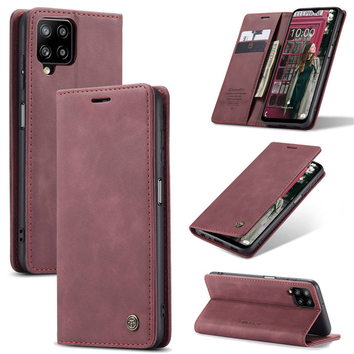 Чехол-книжка CaseMe из нубука для Samsung A12/M12 Бордовый