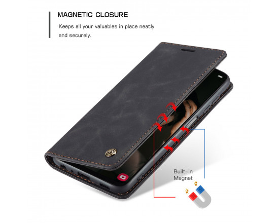 Чехол-книжка CaseMe из нубука для Samsung Galaxy Note 10 Lite Чёрный