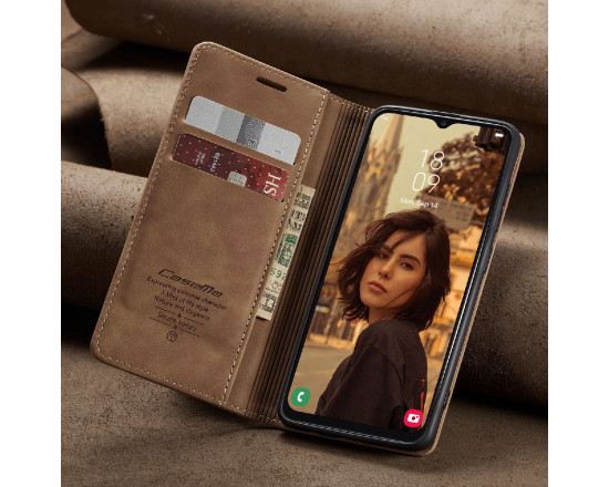 Чехол-книжка CaseMe из нубука для Samsung A10s Светло-коричневый