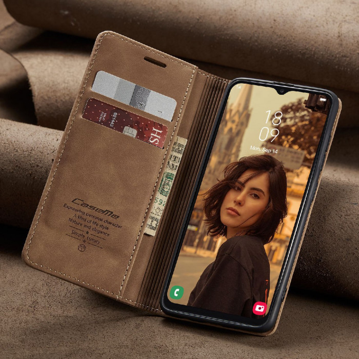 Чехол-книжка CaseMe из нубука для Samsung A13 Светло-коричневый